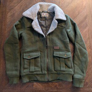 Volcom Scout Women's Wool Bomber Jacket – Olive Green, Size Small